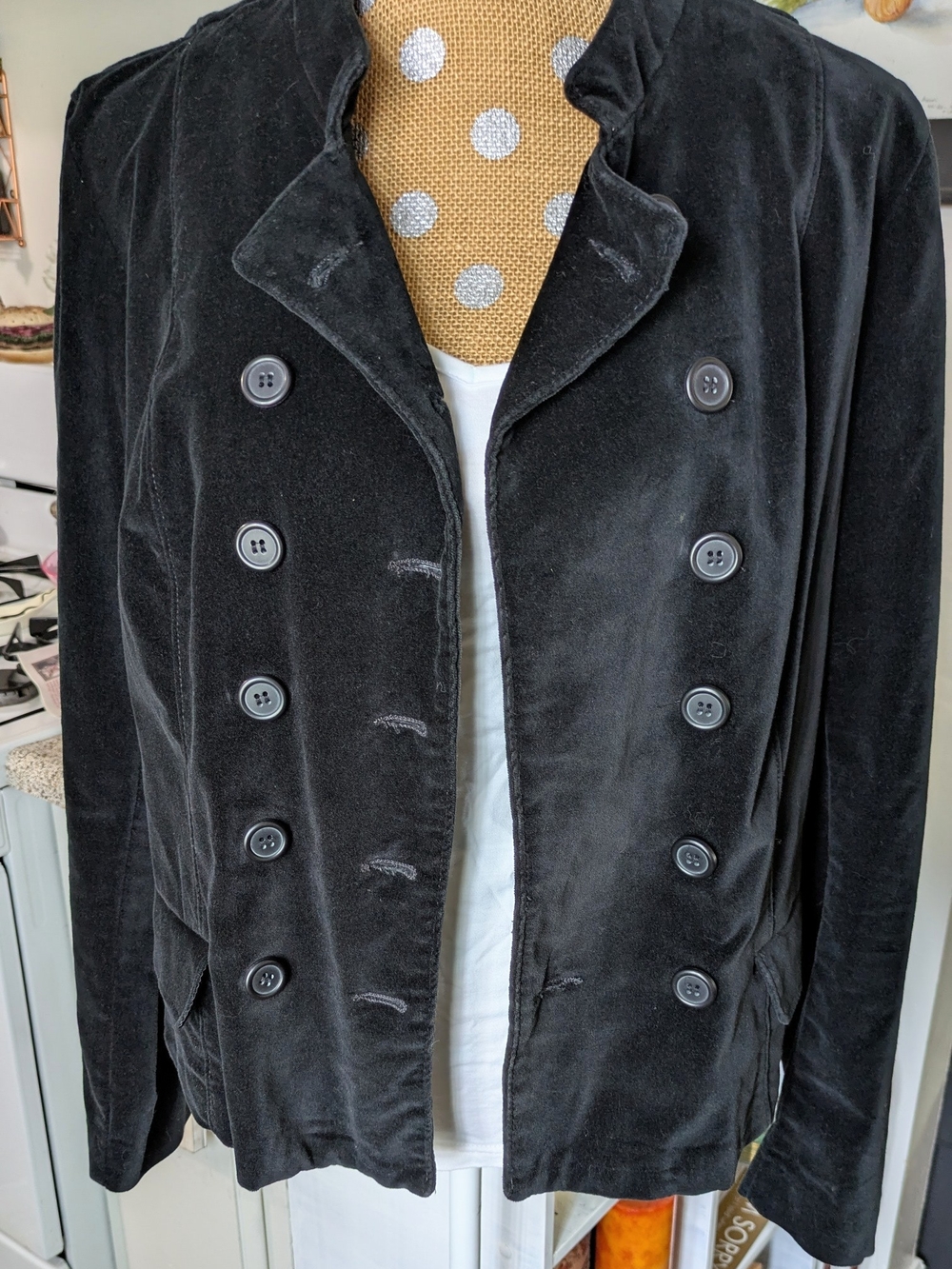 Ana New Concepts black blazer, size Large, made in Sri Lanka. Soft velvet Cotton